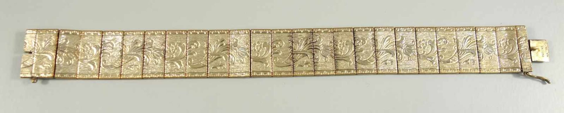 Doublé-Armband, Friedrich Speidel, Pforzheim, 1920er Jahre, Punze "SP", fein floral verzierte,