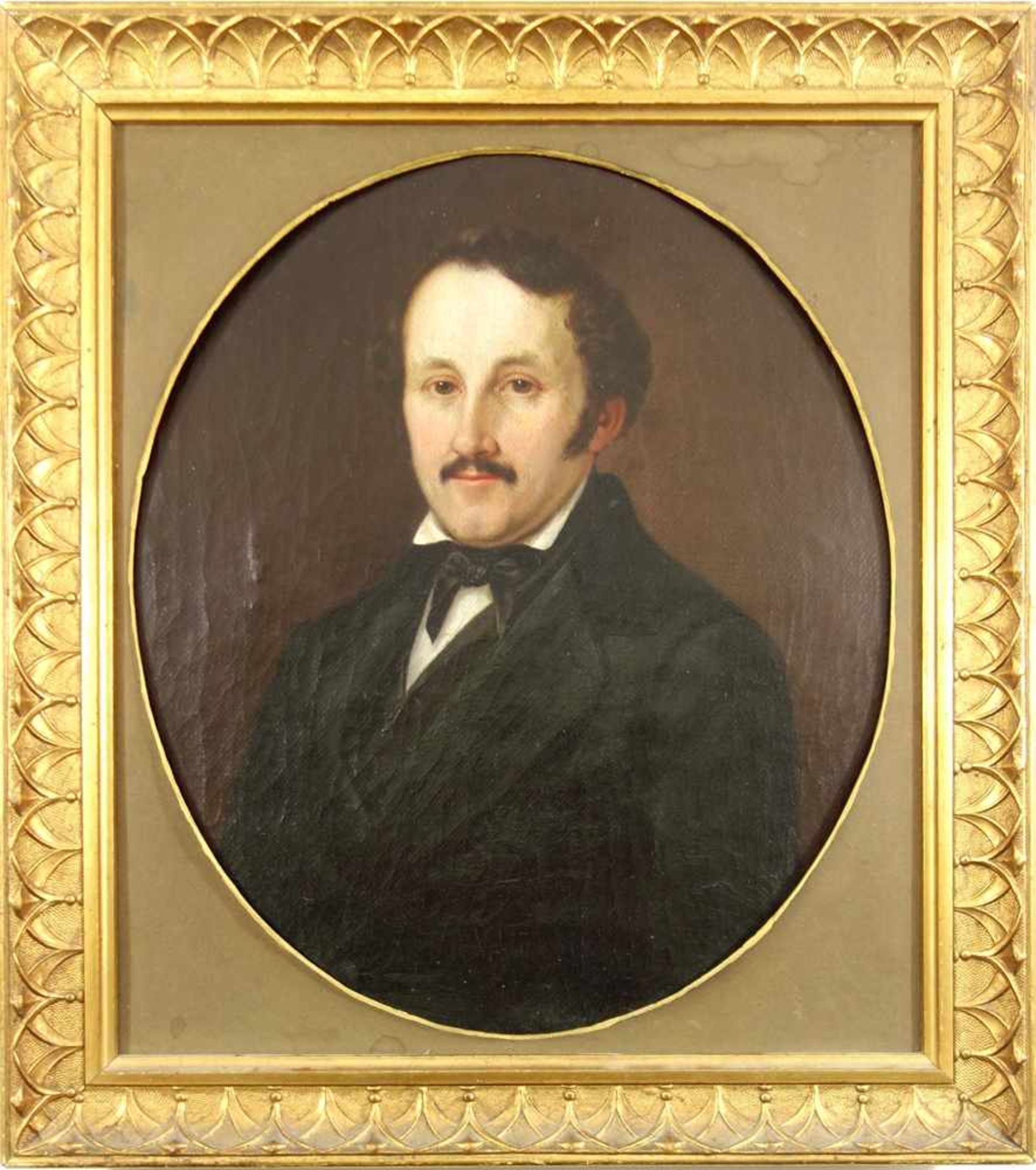 C. Sicker, "Biedermeier portrait of a gentleman", 1854, oil/canvas, oval picture, HB 33*28,5cm,