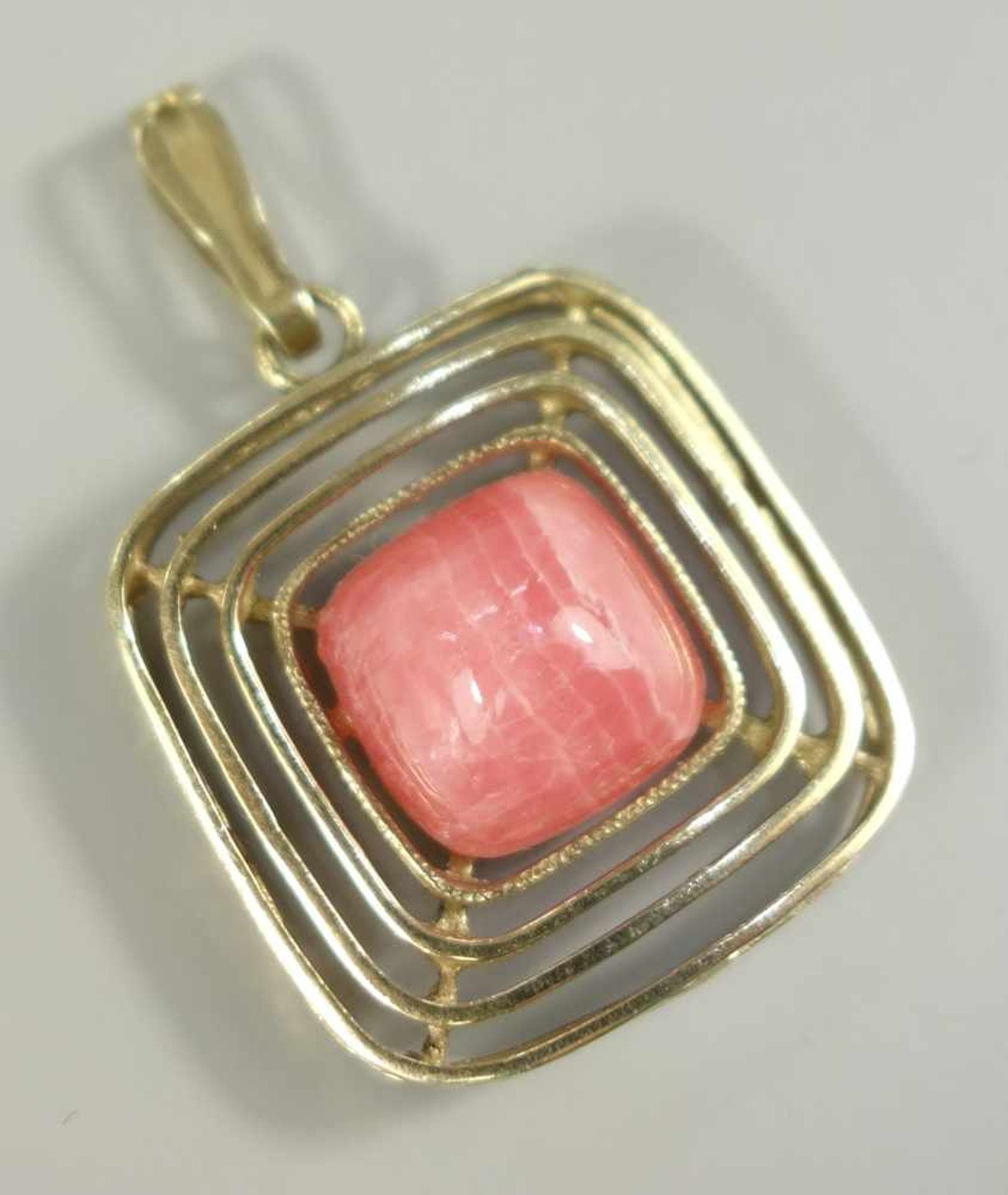 Rhodochrosit-Anhänger, 333er Gelbgold, Gew.6,22g, Goldschmiedeanfertigung, ungedeutete - Bild 2 aus 2