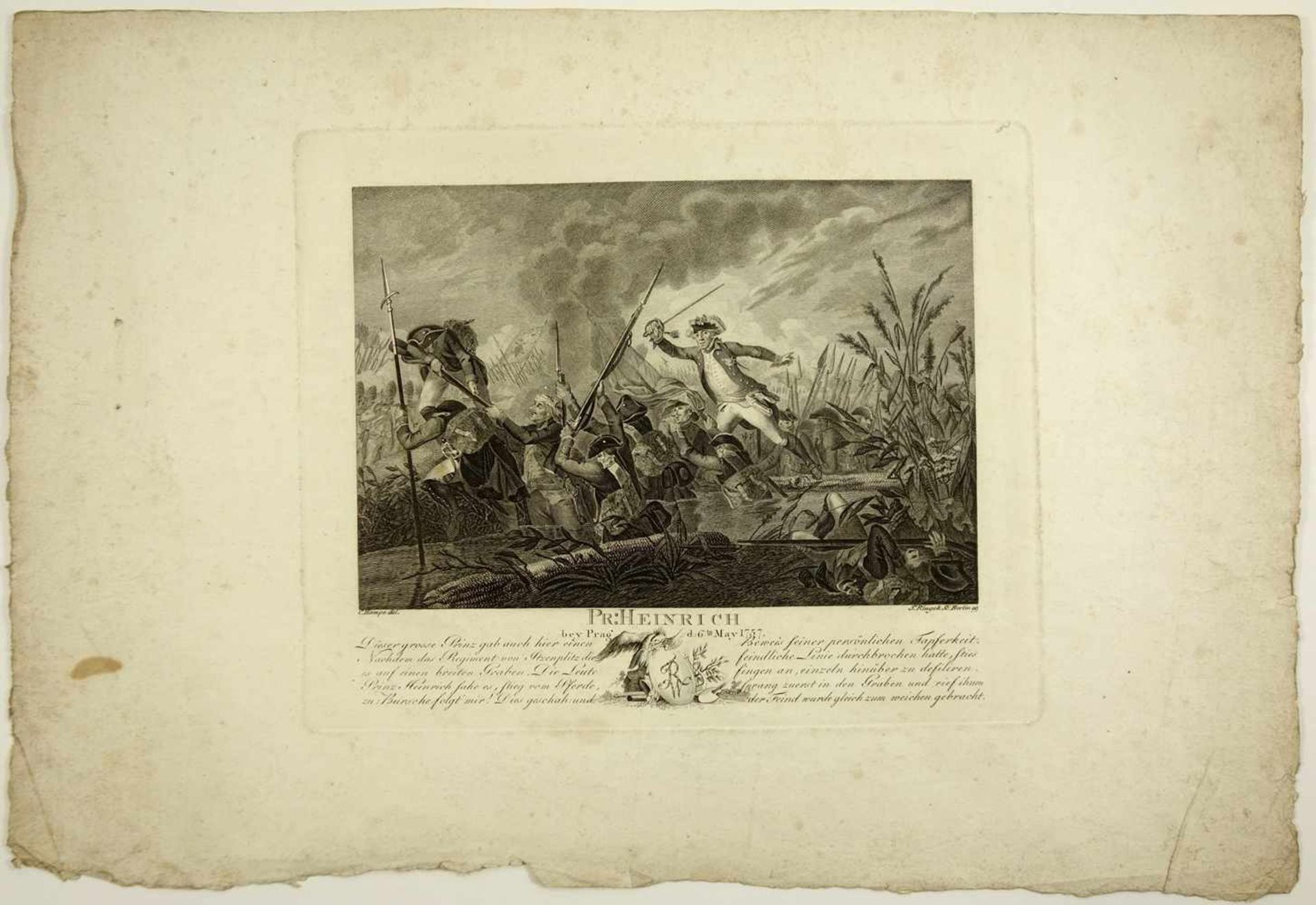 Johann Samuel Ringck (1760 - 1814) "Prinz Heinrich in der Schlacht bei Prag, 6. Mai 1757", 1799, - Bild 2 aus 3