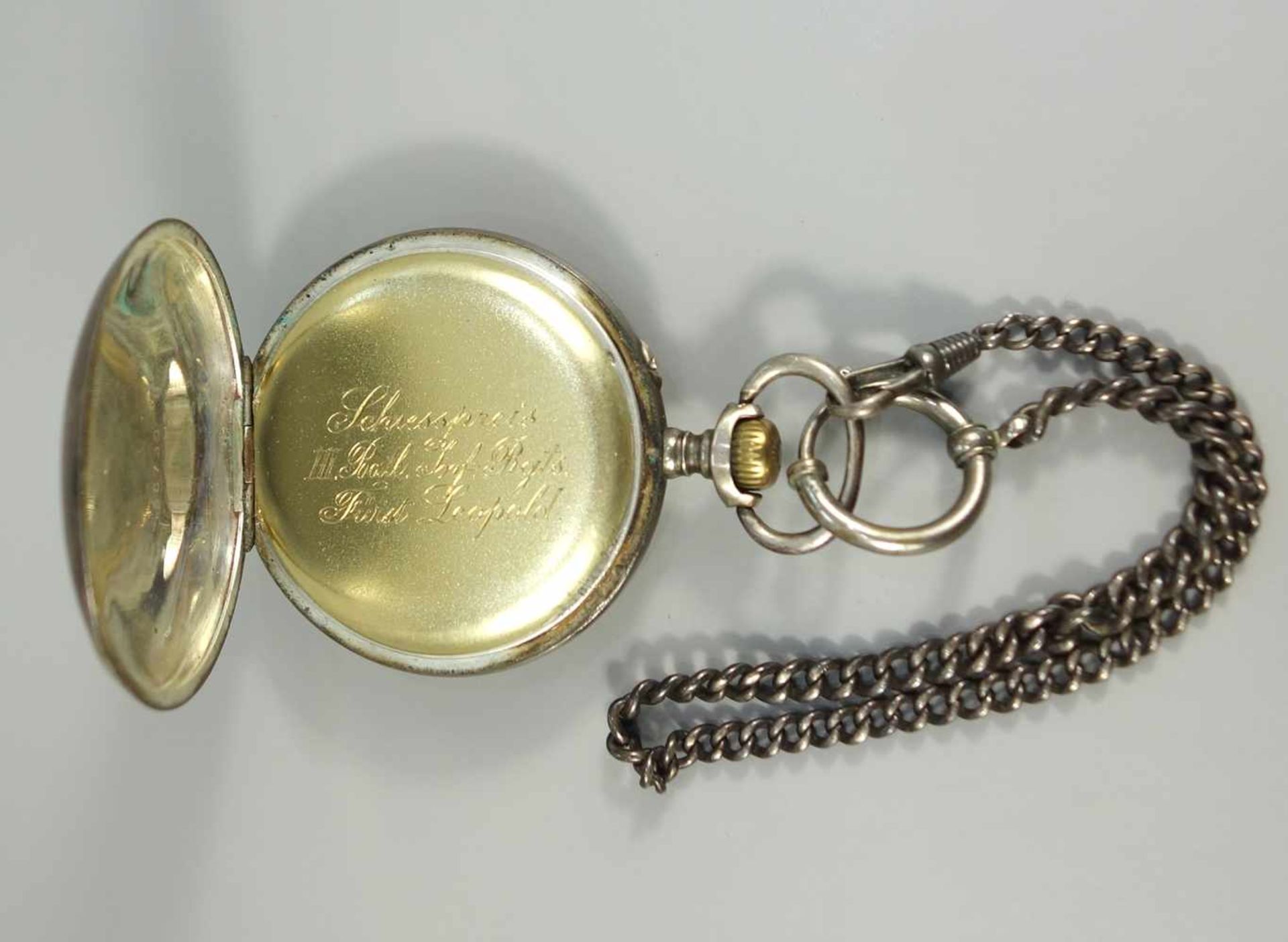 Taschenuhr mit Widmung "Schiesspreis III. Btl.Inf.Rgts Fürst Leopold" III. Bataillon Infanterie - Bild 2 aus 2