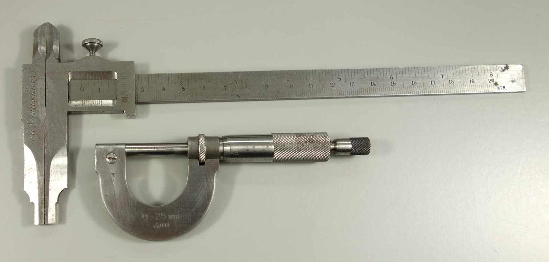 2 Längenmessgeräte, 1.Hälfte 20.Jh.; Messschieber, (Schieblehre oder Kaliber), "GLASHART", "FR. - Bild 2 aus 2