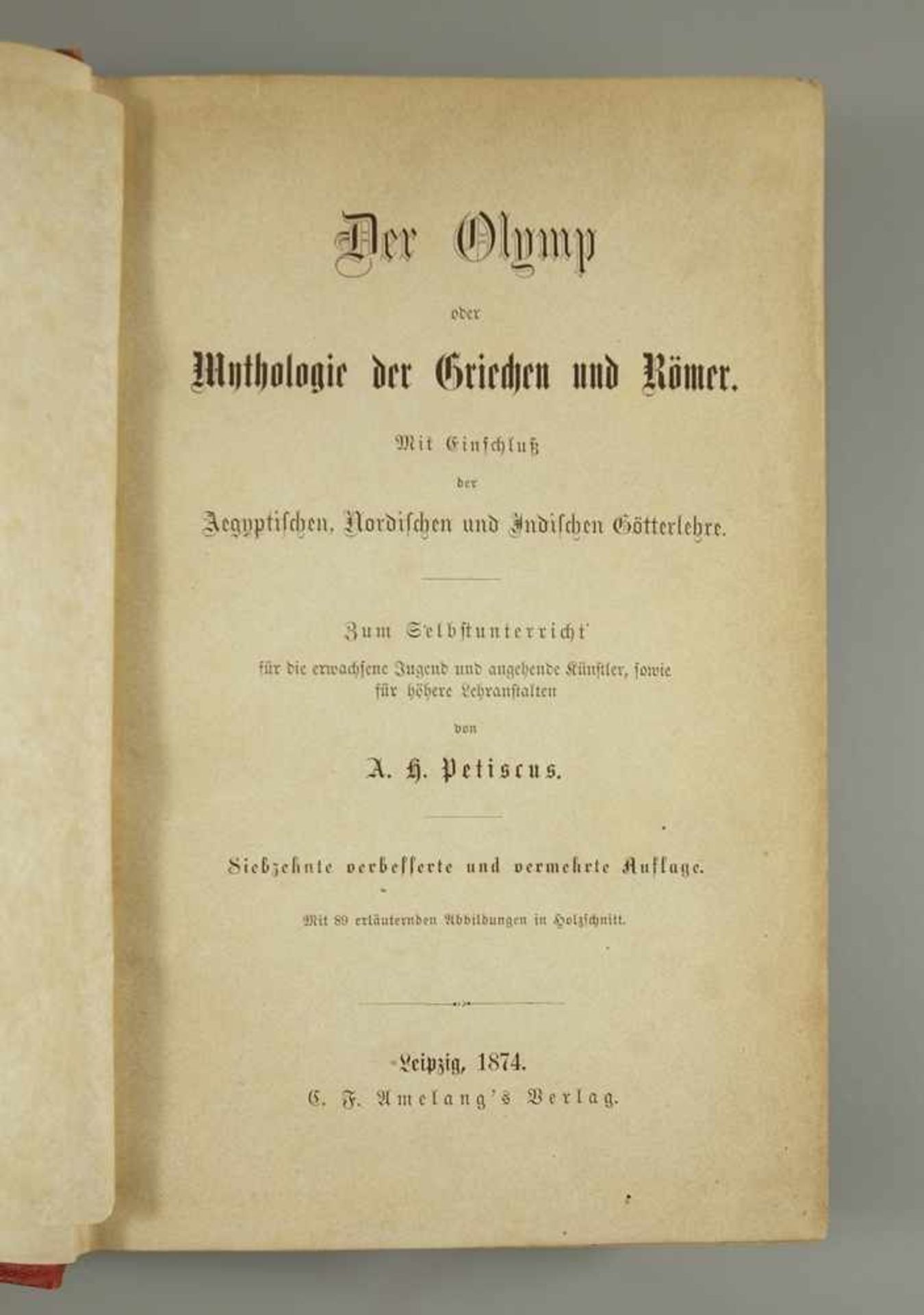 "Der Olymp", Leipzig, 18764, "...oder Mythologie der Griechen und Römer", Zum Selbstunterricht von - Image 2 of 4