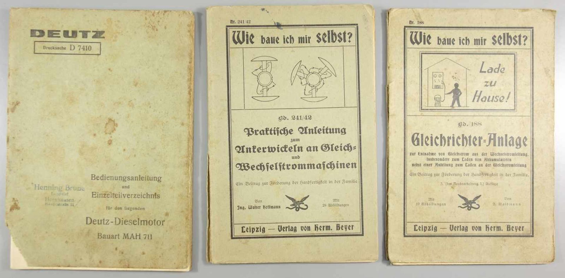3 technische Hefte, um 1920/30; aus der Reihe "Wie baue ich mir selbst?" Band 241/42 "Praktische