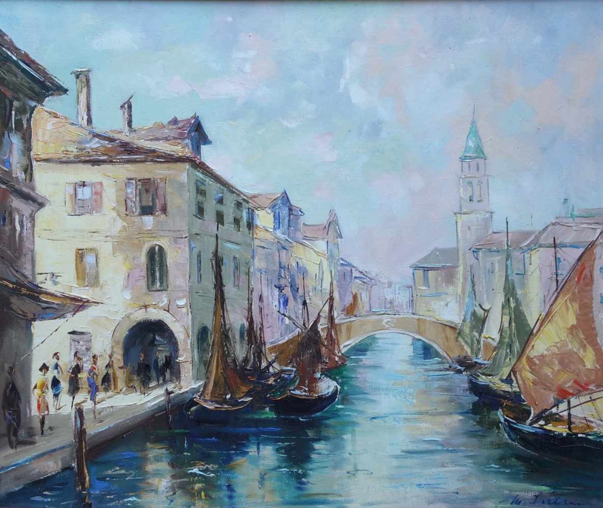 Manfred Feiler (*1925, Plauen - 2020, ebd.), "Chioggia in Venedig", 1960/70er Jahre, Öl/Lw., unten