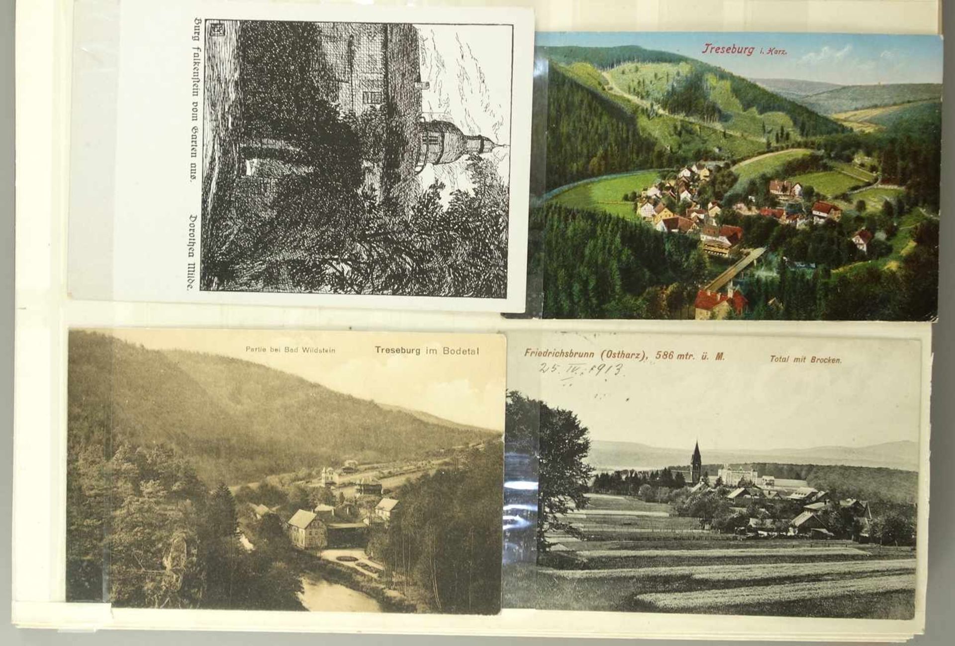 64 Ansichtskarten, Harz, um 1900 bis ca.1930, sw und farbig, überwiegend gelaufen, u.a. Treseburg, - Bild 2 aus 5