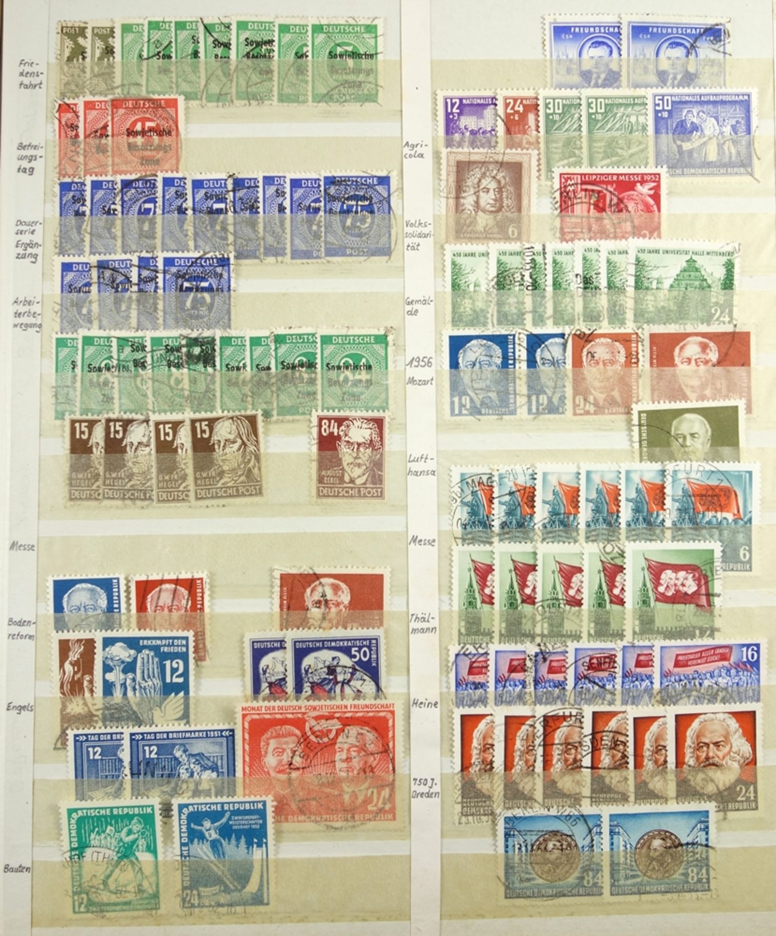 Briefmarken Besatzungzonen, Anfänge der DDR, viele Werte doppelt, gestempeltStamps occupation zones, - Bild 2 aus 3