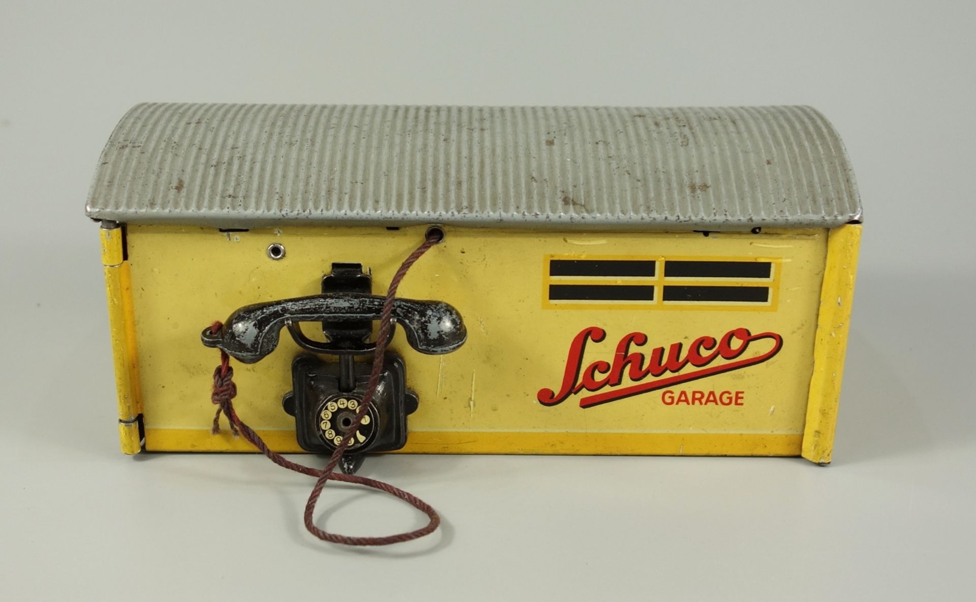 Schuco Garage 1500, 1950er Jahre, Blechspielzeug; mit Außentelefon, durch Ziehen an der Hörerschnur, - Bild 2 aus 5