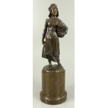 Frau mit Milchkanne, Constantin Höland (tätig 1890-1920), um 1900, Bronze, dunkel patiniert, junge