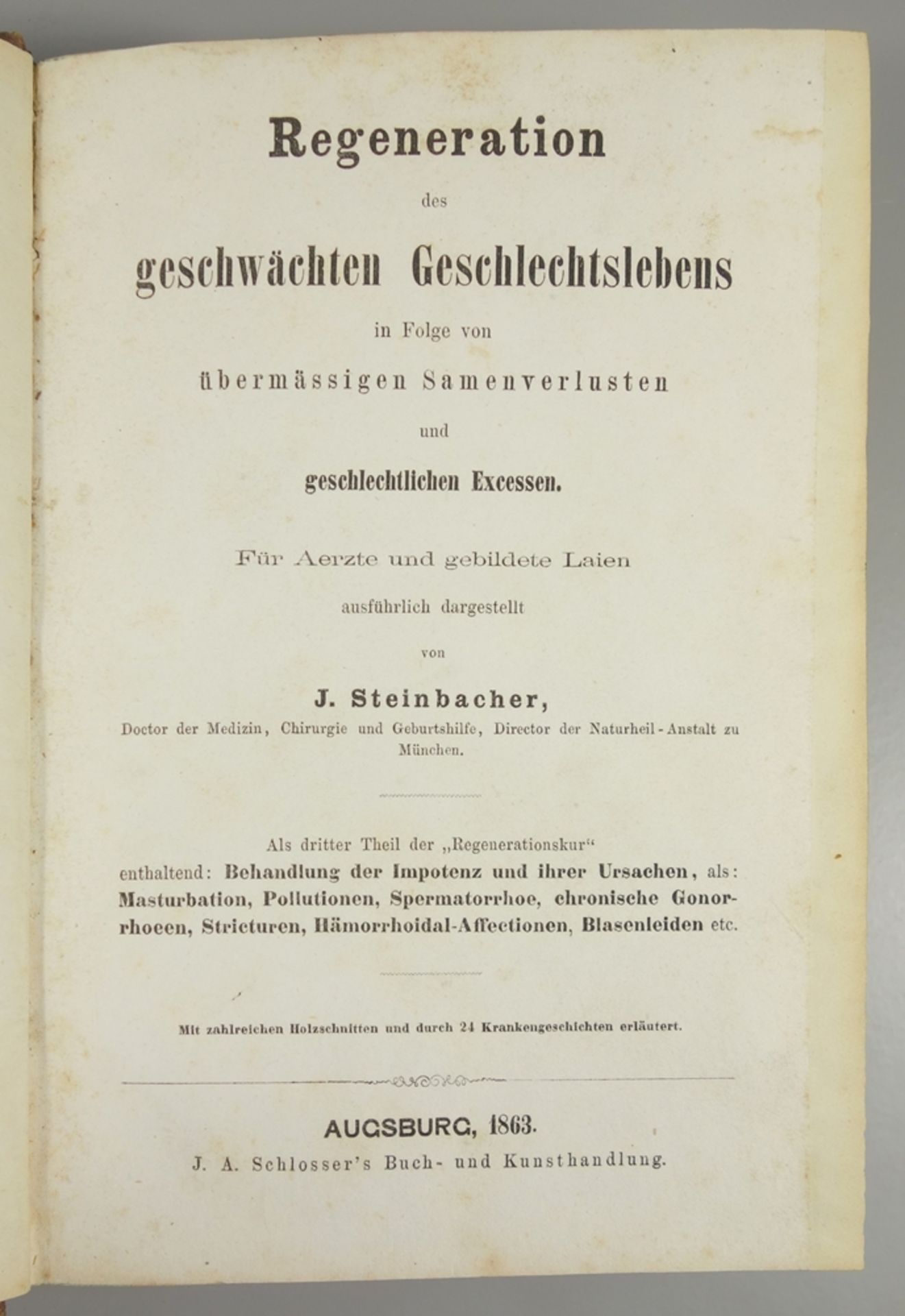 "Regeneration des geschwächten Geschlechtslebens", J.Steinbacher, 1863, "...in Folge von - Bild 2 aus 2