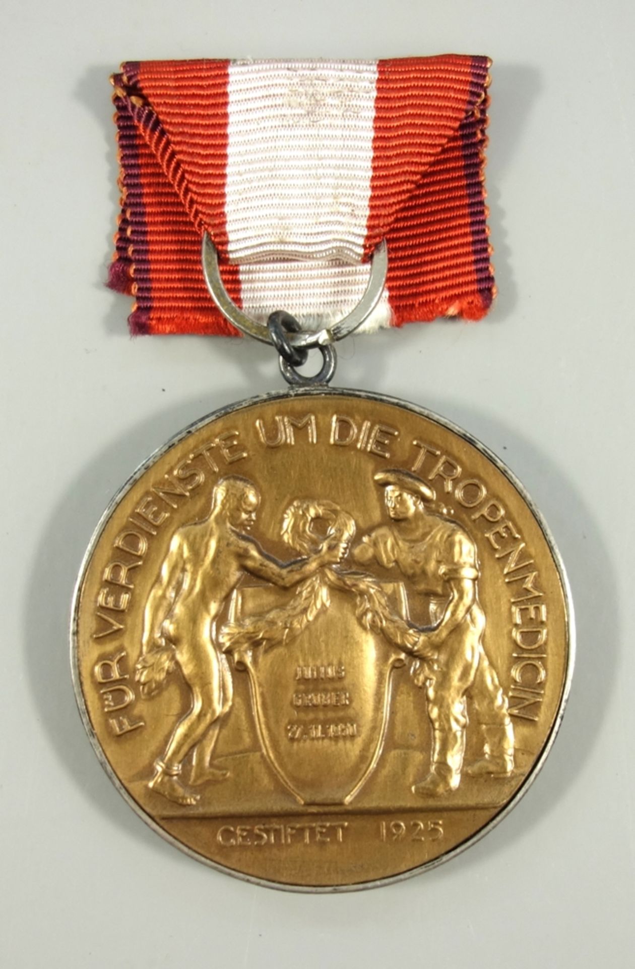 Bernhard-Nocht-Medaille "Julius Grober 27.11.1950", Bronzeplakette, Vorderseite/Umschrift "Für - Bild 2 aus 2