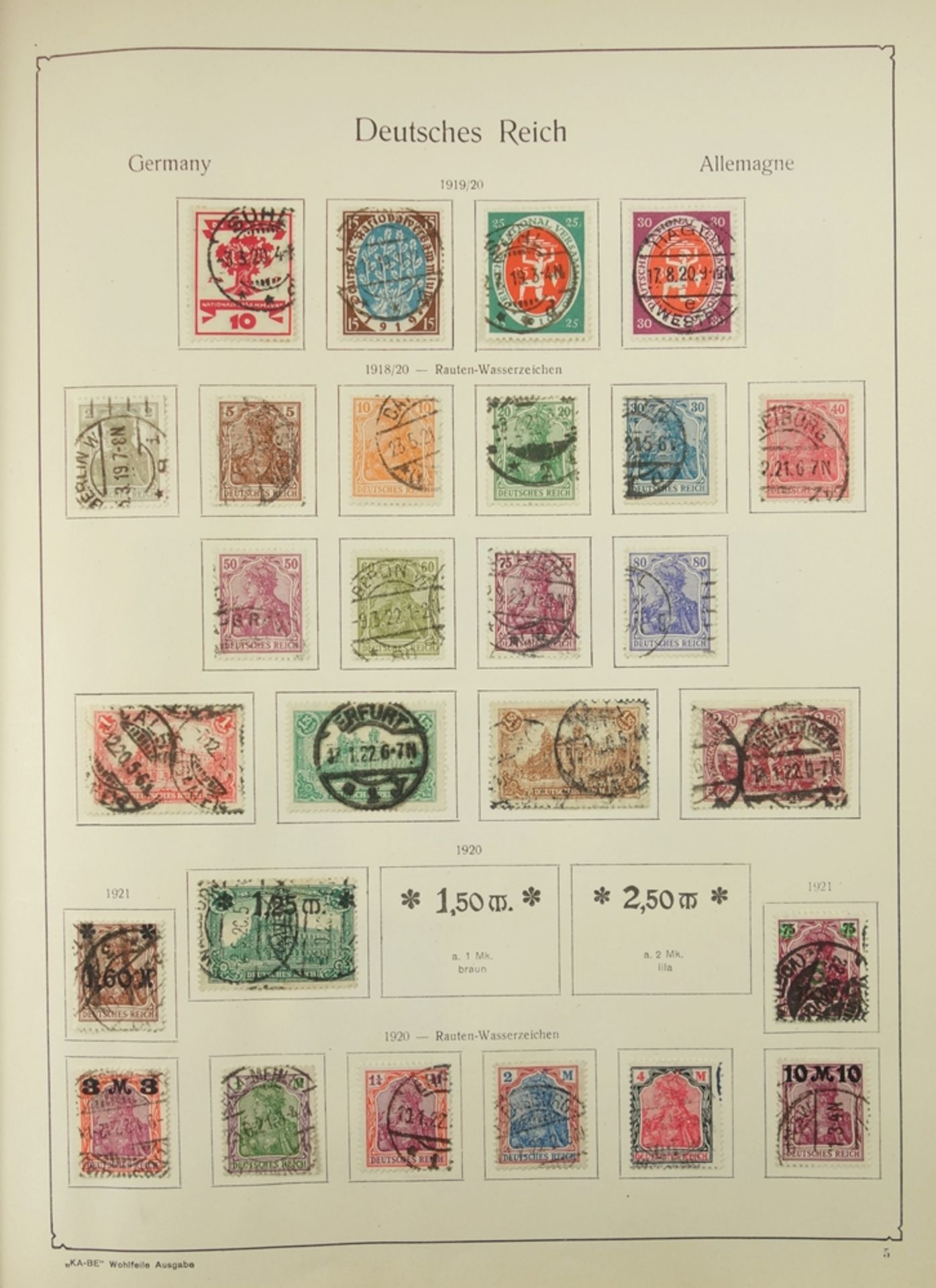 2 KB-BE Briefmarkenalben Nr. 1321/1323, Deutsches Reich und Inflation; Deutsches Reich 1880-1948,