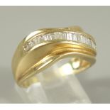 Ring mit Dia.-Brillanten, 585er Gold, Gew. 6,24g, gepr., eckige, facettierte Steine, nebeneinander