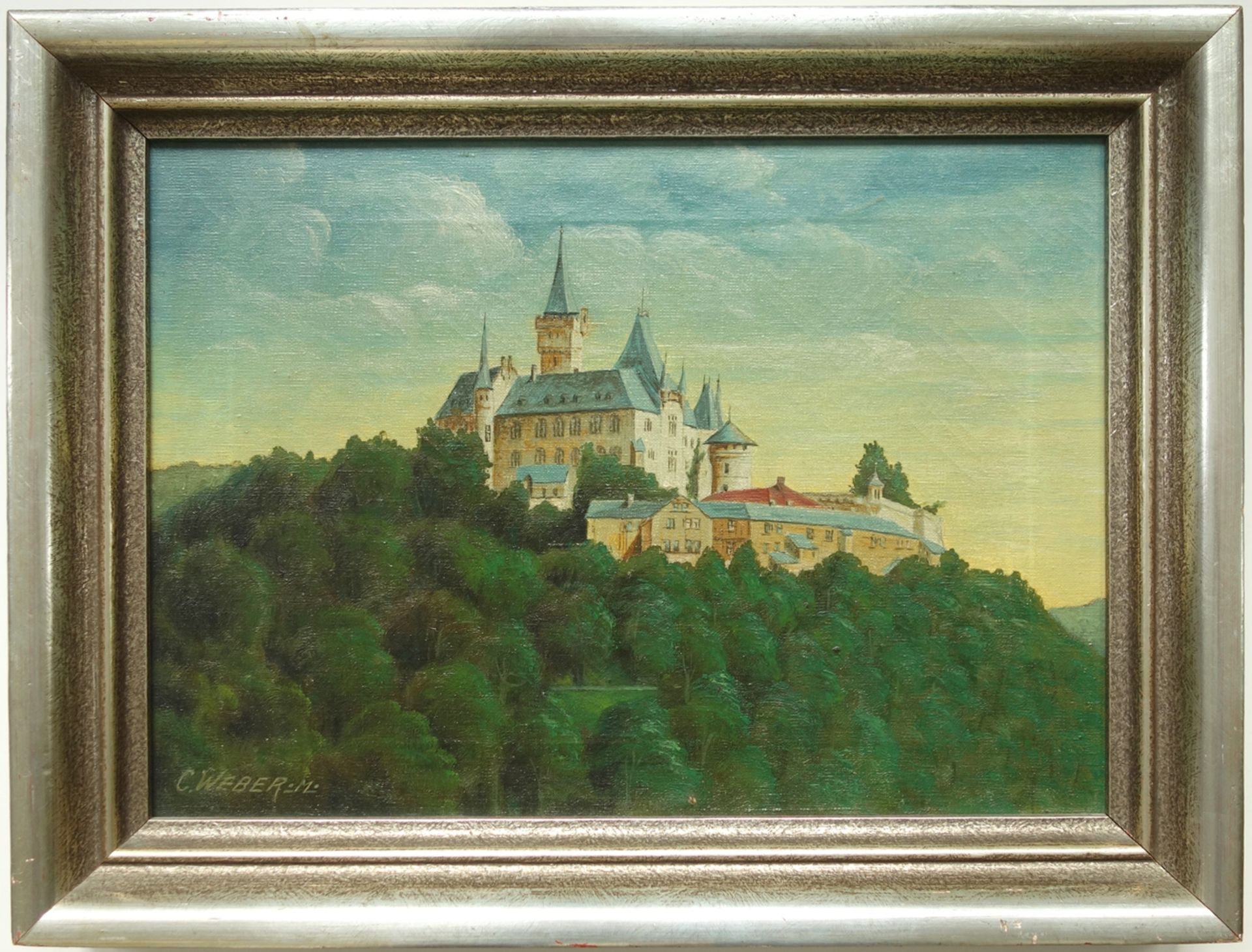 C. Weber "Schloss Wernigerode", um 1900, Öl/Leinwand, unten links signiert, rückseitig betitelt, mit - Bild 2 aus 3