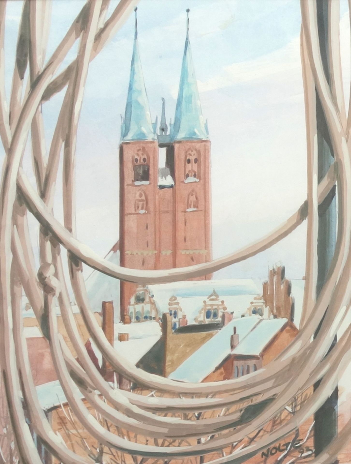 Ferdinand Nolte (1929, Braunschweig-1993, Neuss/Düsseldorf), "Blick auf die St.-Marienkirche in