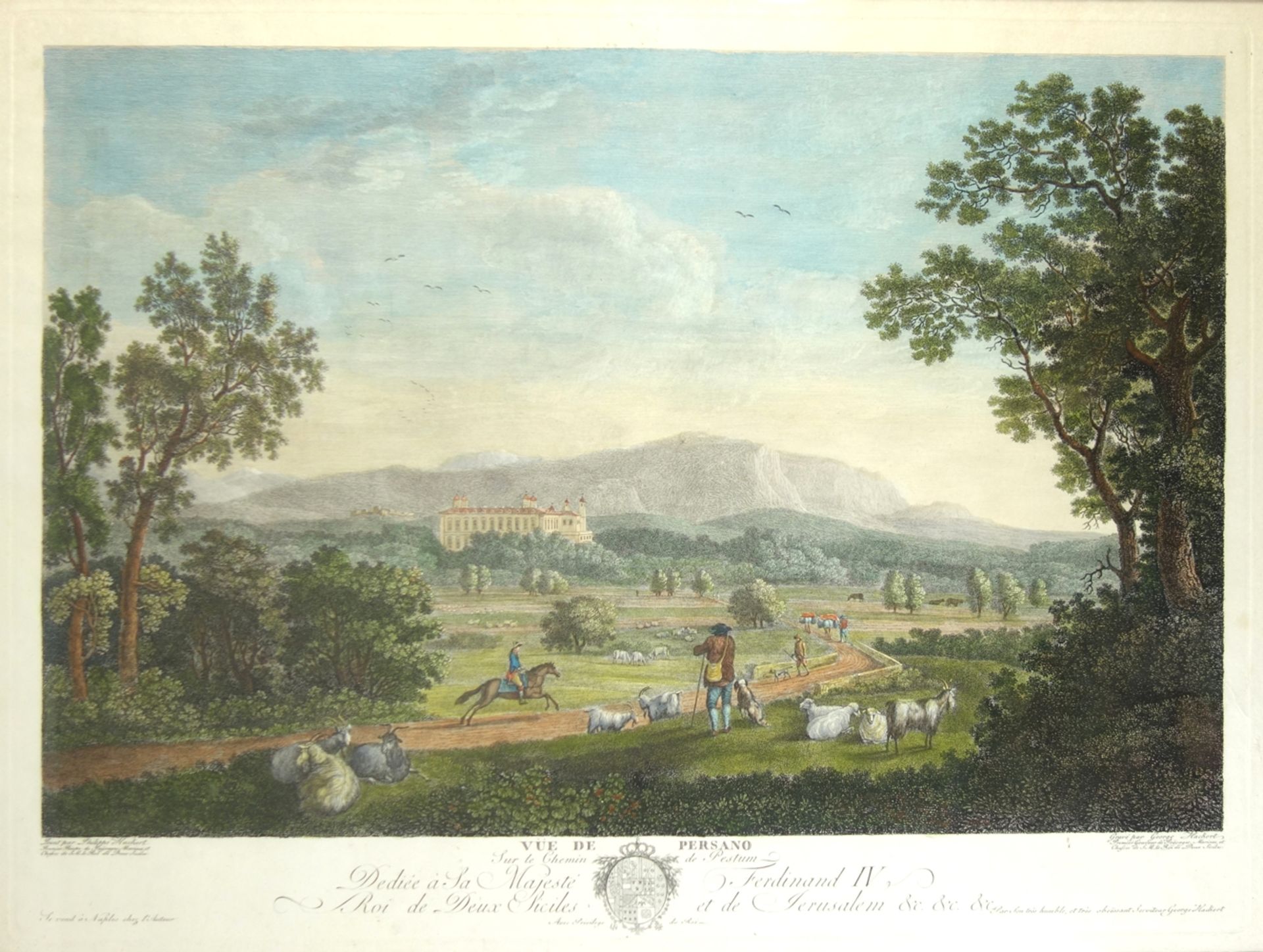 Georg Abraham Hackert (1755, Prenzlau-1805, Florenz) "Blick von Persano nach Paestum (Vue de Persano