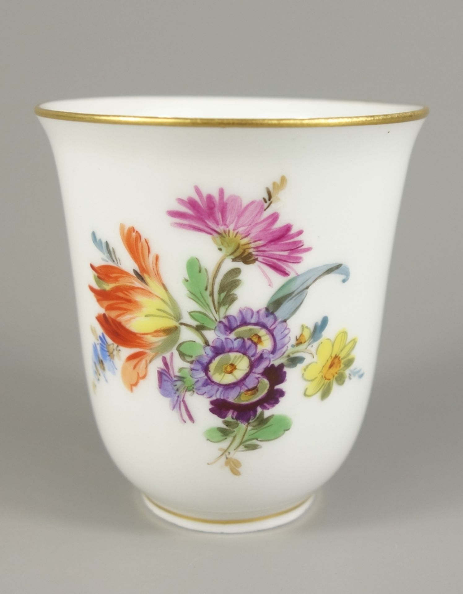 kleine Vase, Deutsche Blume und Insektenmalerei, Meissen, nach 1924, 1.Wahl, Standring, konisch