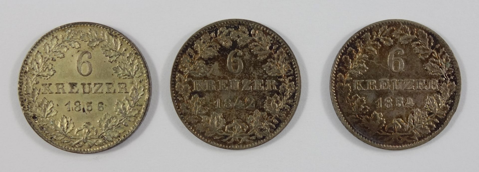 3 * 6 Kreuzer Freie Stadt Frankfurt, 1842, 1852 und 1856, ss3 * 6 Kreuzer Frankfurt, 1842, 1852 - Bild 2 aus 2