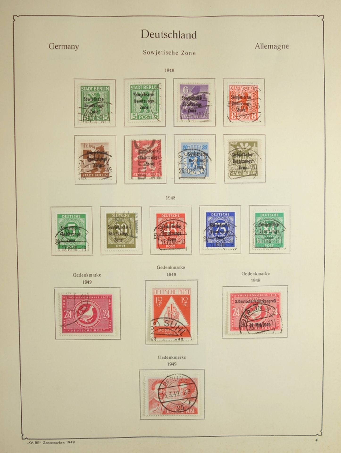 KA-BE Briefmarkenalbum "Die deutschen Zonenmarken Nr. 321/323", ab 1948-1960, gut bestückt, nicht - Bild 2 aus 3