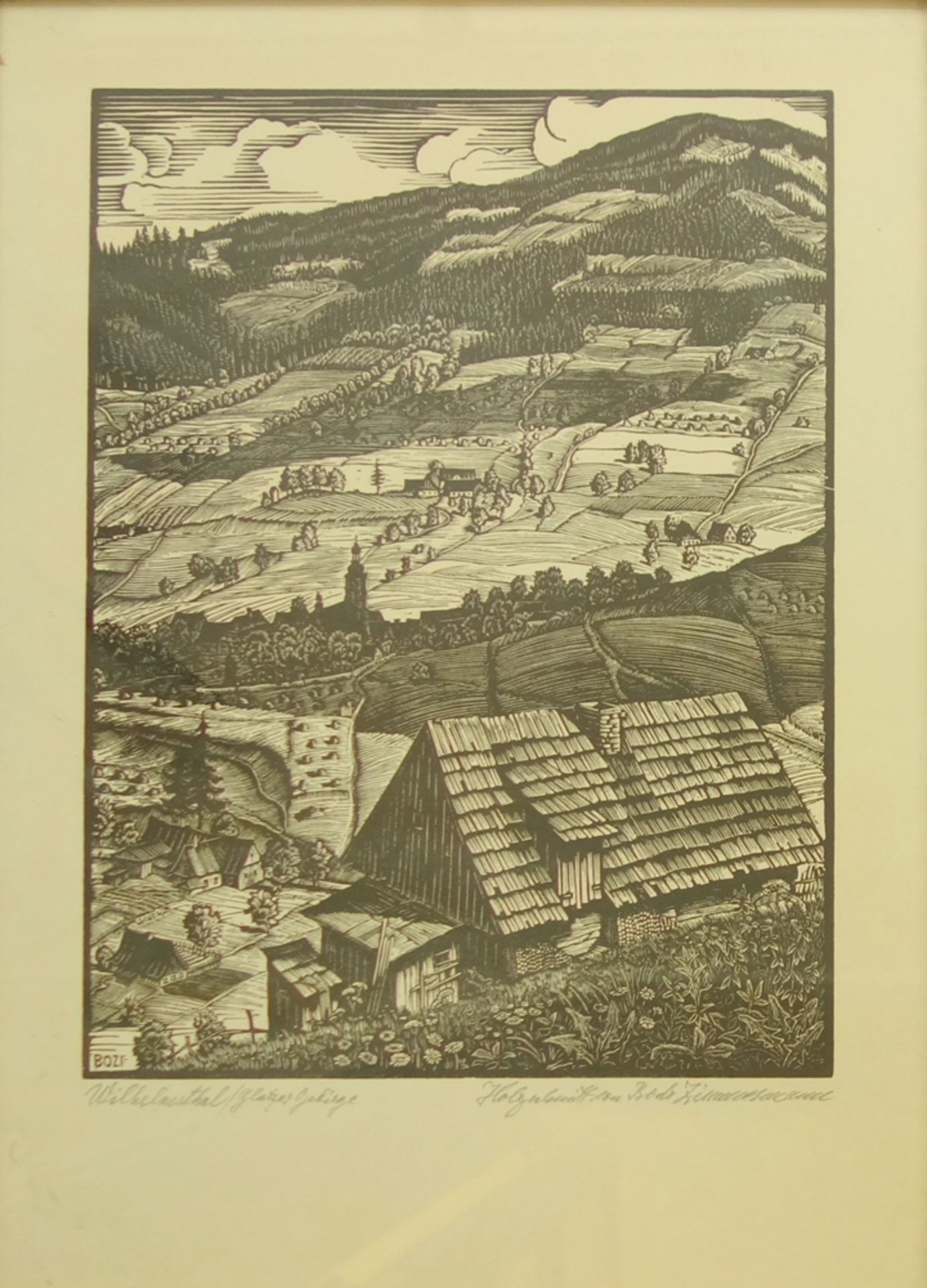 Bodo Zimmermann (1902, Filehne-1945, Frankfurt/Oder) "Wilhelmsthal/Glatzergebirge", 1930er Jahre,