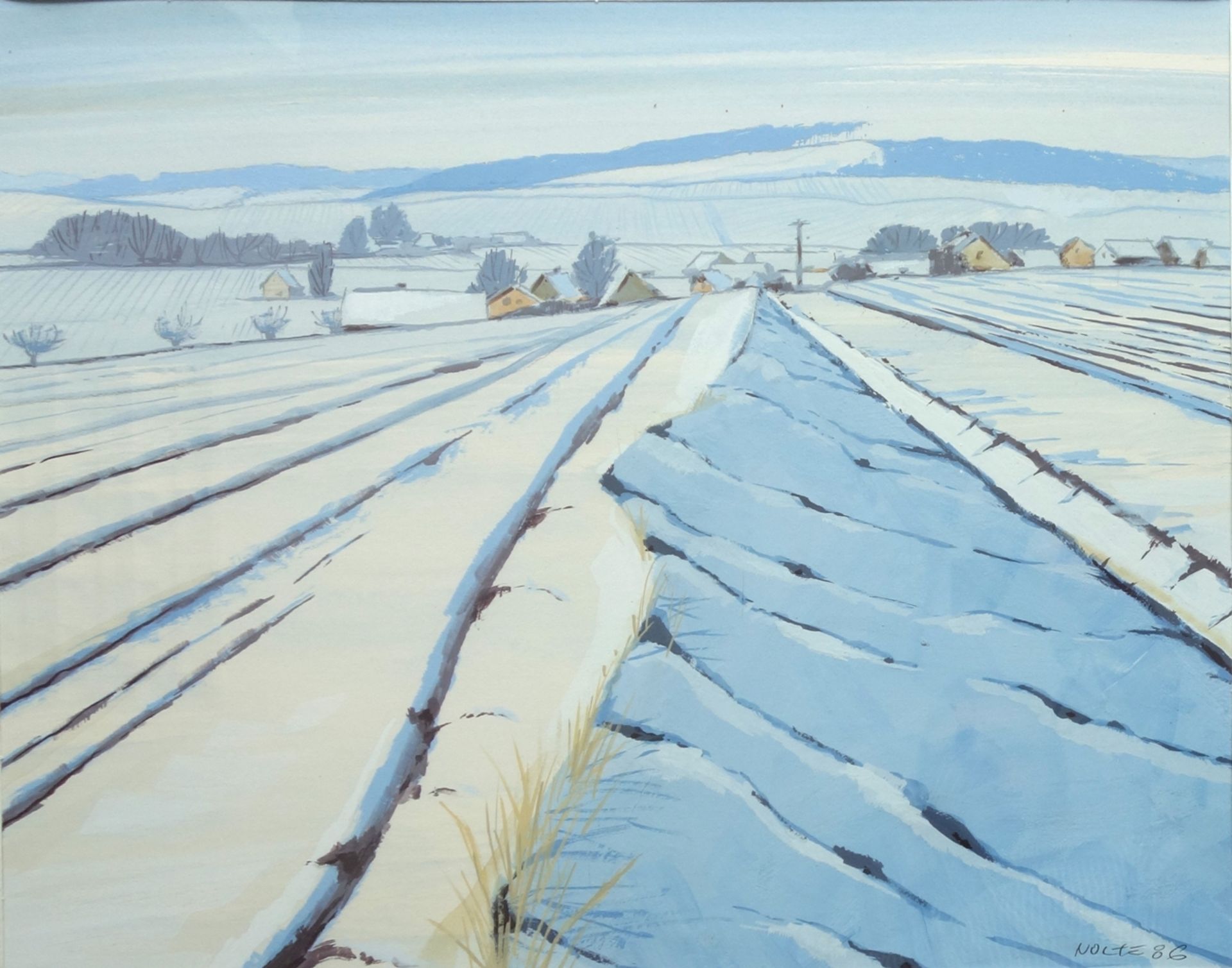 Ferdinand Nolte (1929, Braunschweig-1993, Neuss/Düsseldorf), "Winter in Holle", 1986, Acryl/