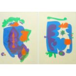 Pitt Moog (1932, Kempfenbrunn-2017, Brilon), 2 Farbserigrafien "Vierfarbige Komposition", 1973,