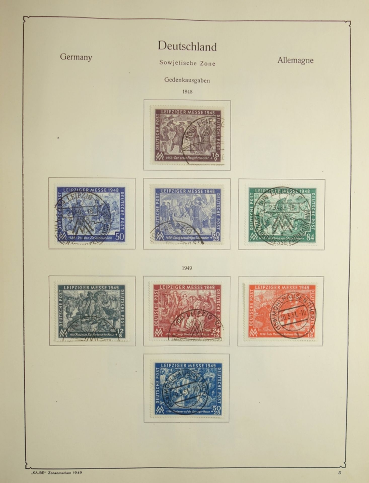 KA-BE Briefmarkenalbum "Die deutschen Zonenmarken Nr. 321/323", ab 1948-1960, gut bestückt, nicht - Bild 3 aus 3