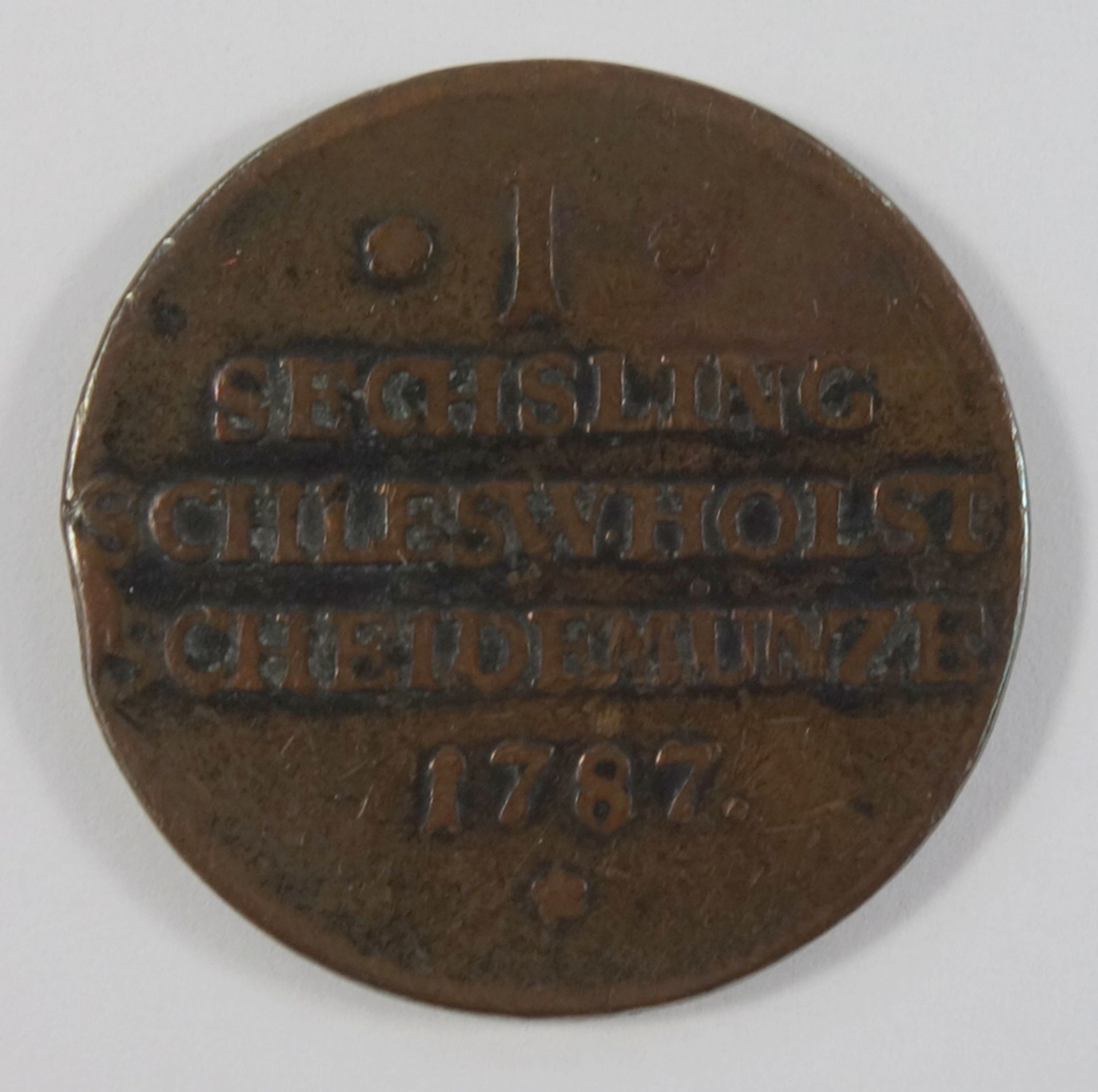 1 Sechsling 1787 Schleswig-Holstein,Christian VII. von Dänemark, Scheidemünze, Kupfer, ss1 - Bild 2 aus 2