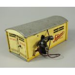 Schuco Garage 1500, 1950er Jahre, Blechspielzeug; mit Außentelefon, durch Ziehen an der Hörerschnur,