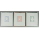 3 Reliefbilder, Bisquitporzellan, Fürstenberg, 20.Jh., H*B 10,8*9,2cm, pastellfarben staffiert3