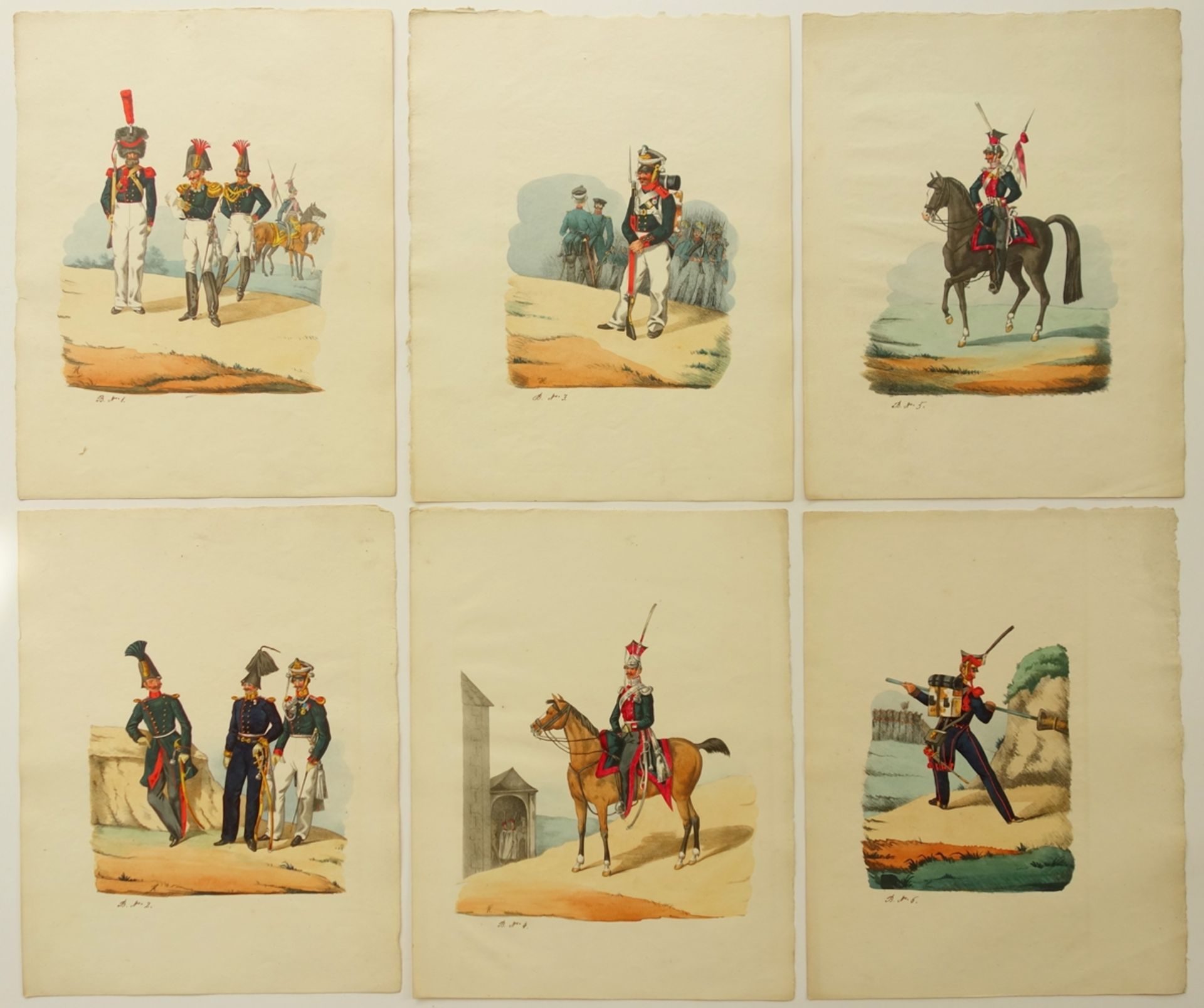Sammlung mit 12 kolorierten Lithografien "Bürger-Militair und Garnison Hamburgs", 1830, von Hans - Image 2 of 2