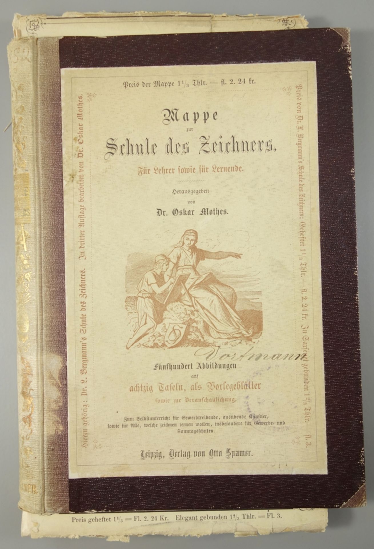 Mappe zur Schule des Zeichners, um 1870, für Lehrer, sowie für Lernende, Hrg. Dr.Oskar Mothes, 500