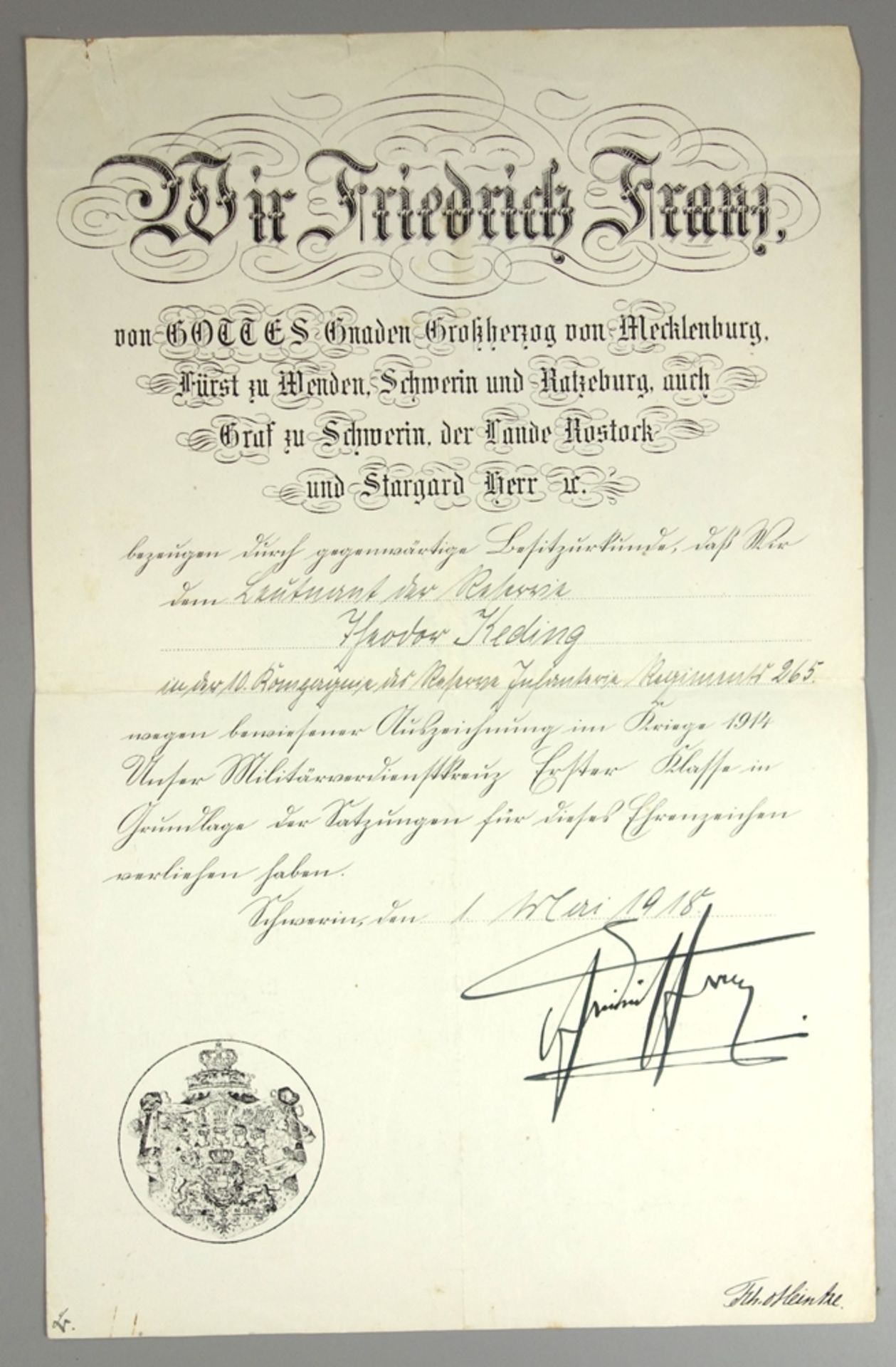 1.Kriegsnummer / Lustige Blätter und Verleihungsurkunde von 1918 zum Militär-Verdienstkreuz 1.Klasse - Image 2 of 3