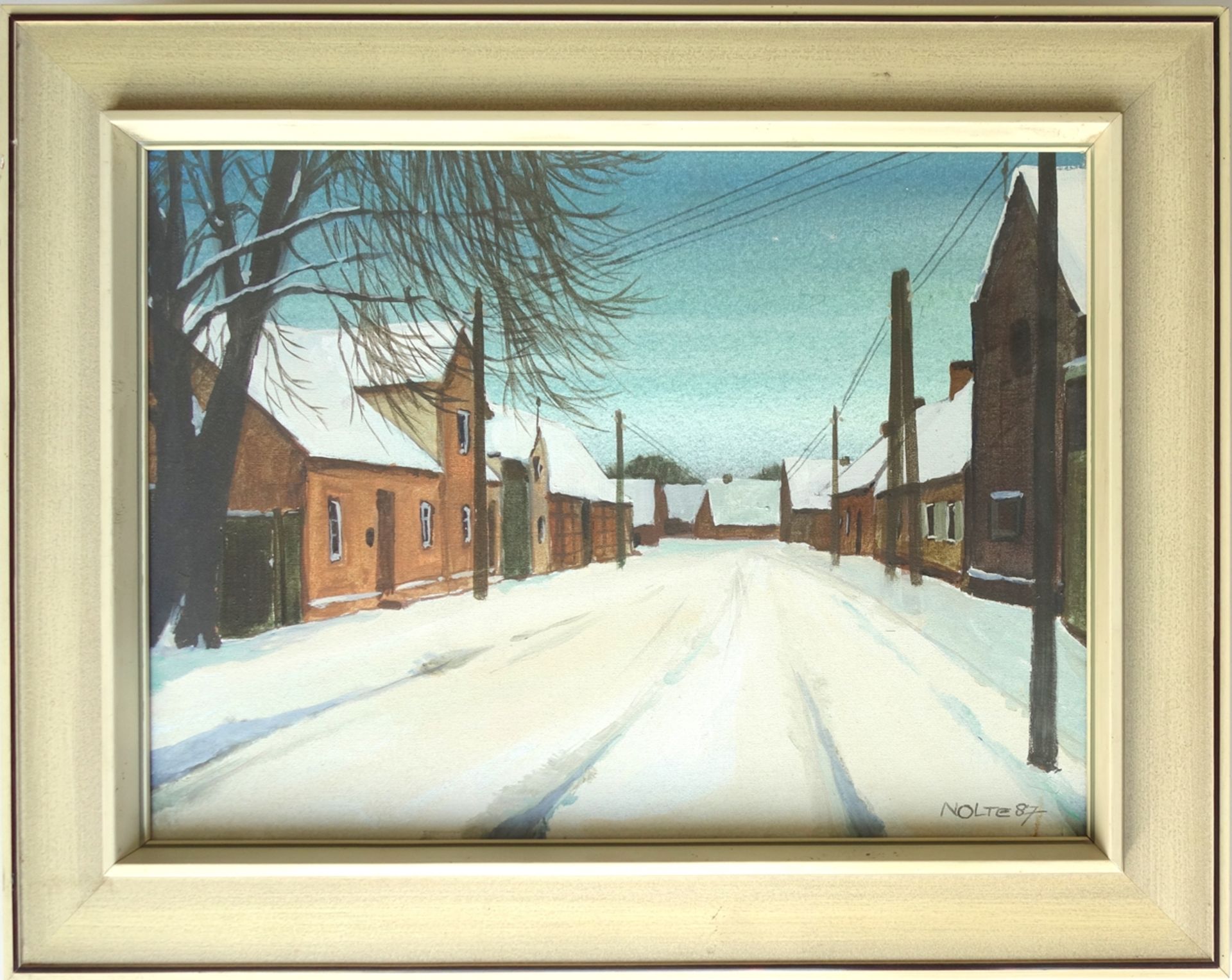 Ferdinand Nolte (1929, Braunschweig-1993, Neuss/Düsseldorf), "Dorfstraße im Winter", 1987, Acryl/ - Bild 2 aus 2