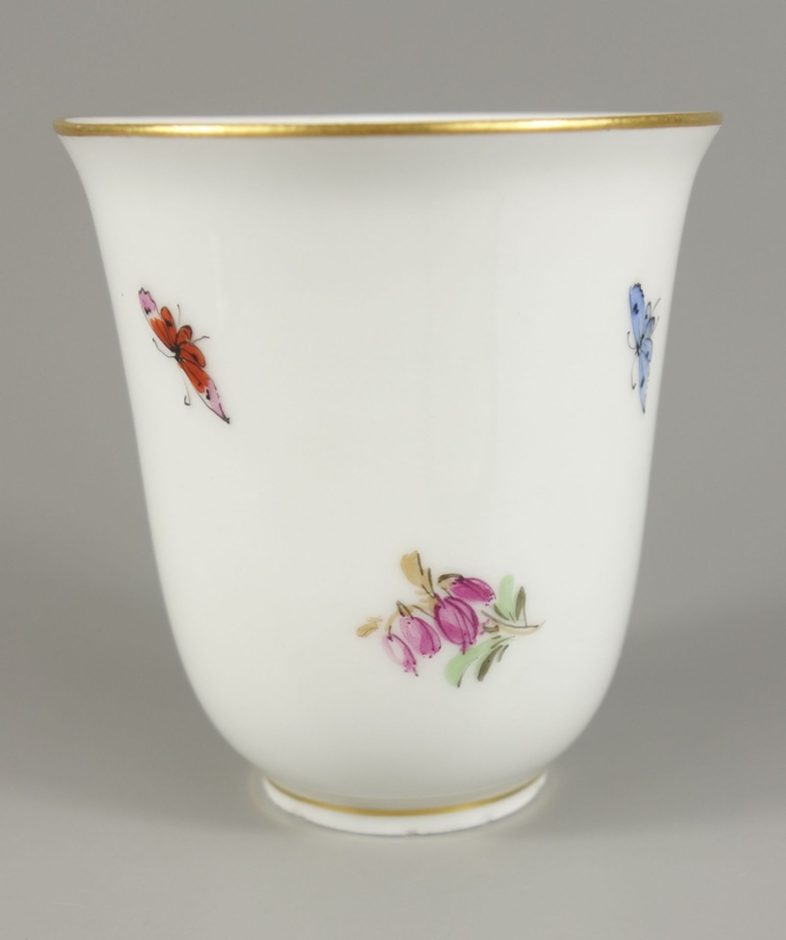 kleine Vase, Deutsche Blume und Insektenmalerei, Meissen, nach 1924, 1.Wahl, Standring, konisch - Bild 2 aus 3