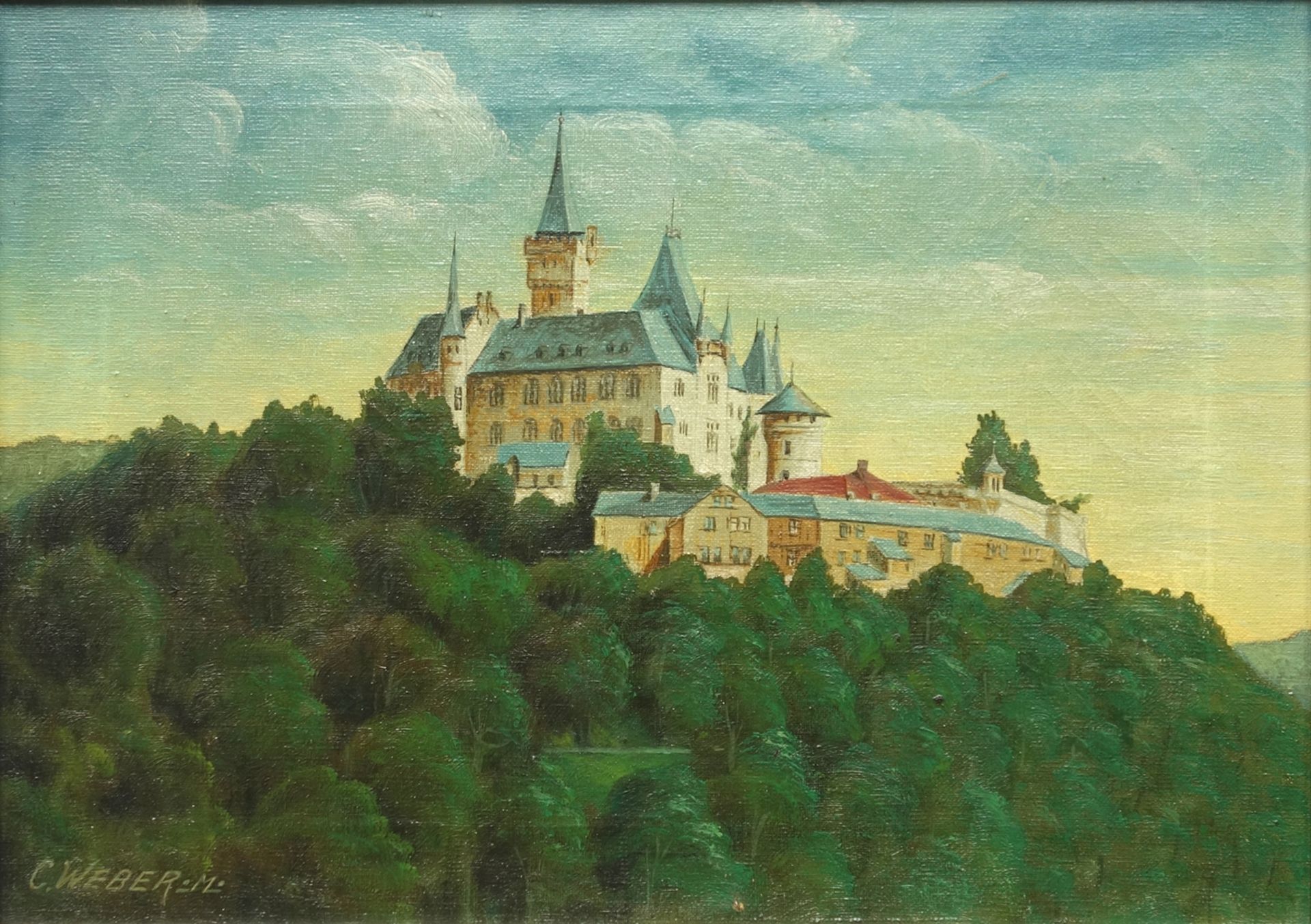 C. Weber "Schloss Wernigerode", um 1900, Öl/Leinwand, unten links signiert, rückseitig betitelt, mit