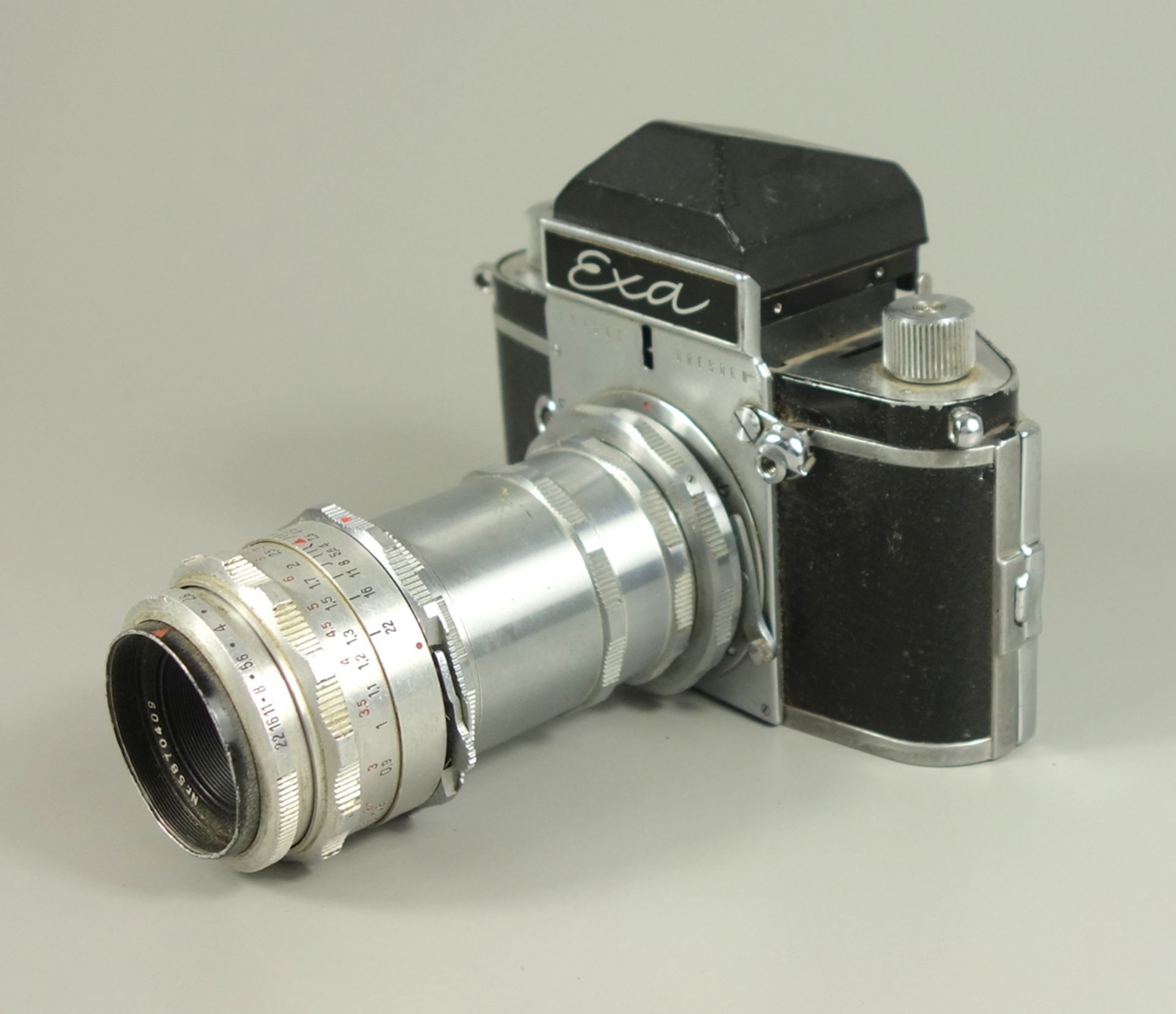 Kamera Exa IHAGEE Dresden mit Objektiv, um 1960, Objektiv Jena T1:2,8 F=50, Nr.5870409, Fkt.nicht