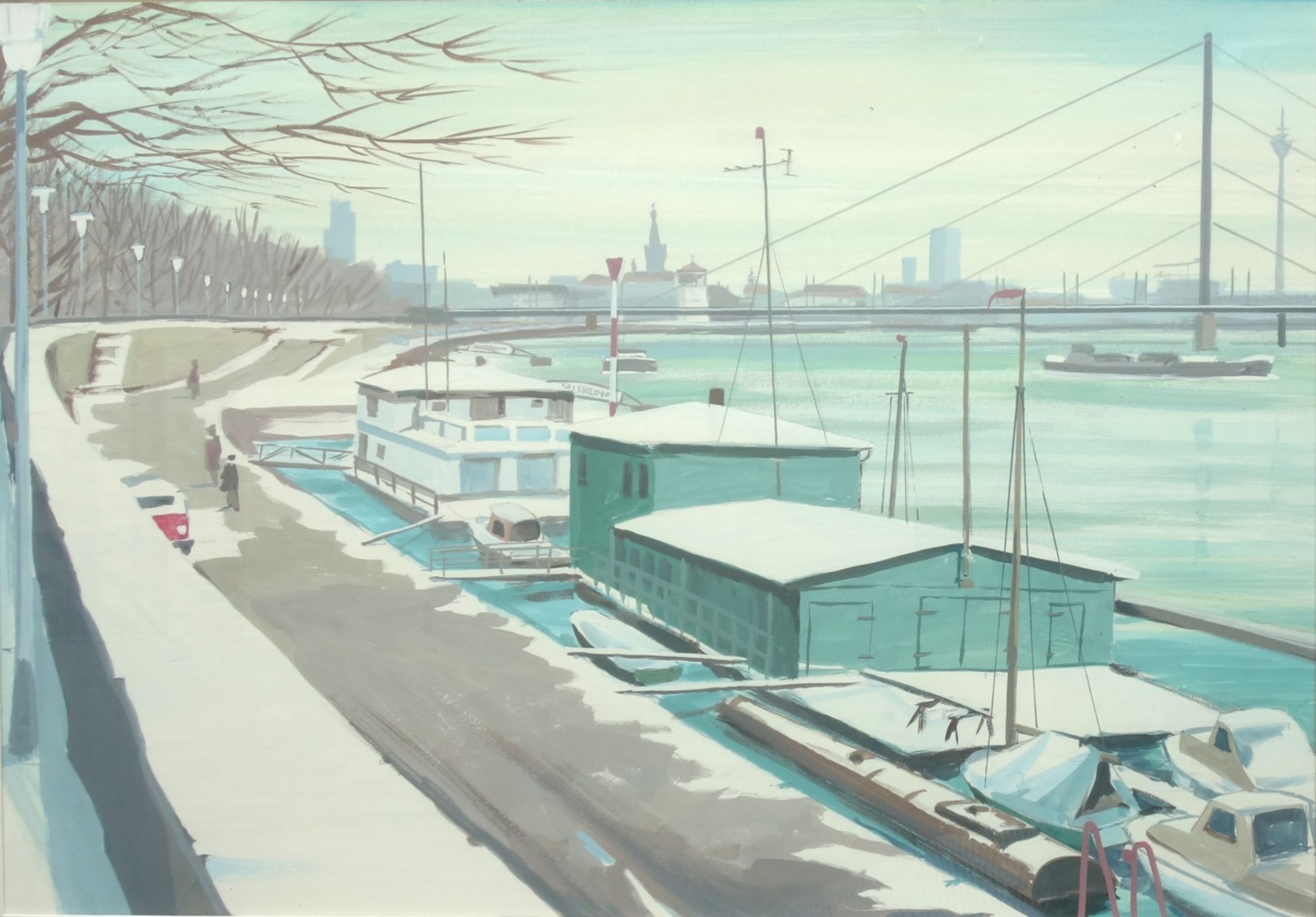 Ferdinand Nolte (1929, Braunschweig-1993, Neuss/Düsseldorf), "Düsseldorf/Rheinufer", 1985, Acryl/