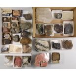 Mineralien und Fossilien aus historischer Sammlung mit Fundortzetteln; Ende 19. Jh., 34 Steine, u.a.