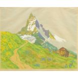 Else Staps (ca. 1900-1989), "Matterhorn", um 1930, Farblinolschnitt/Japanpapier; unten rechts