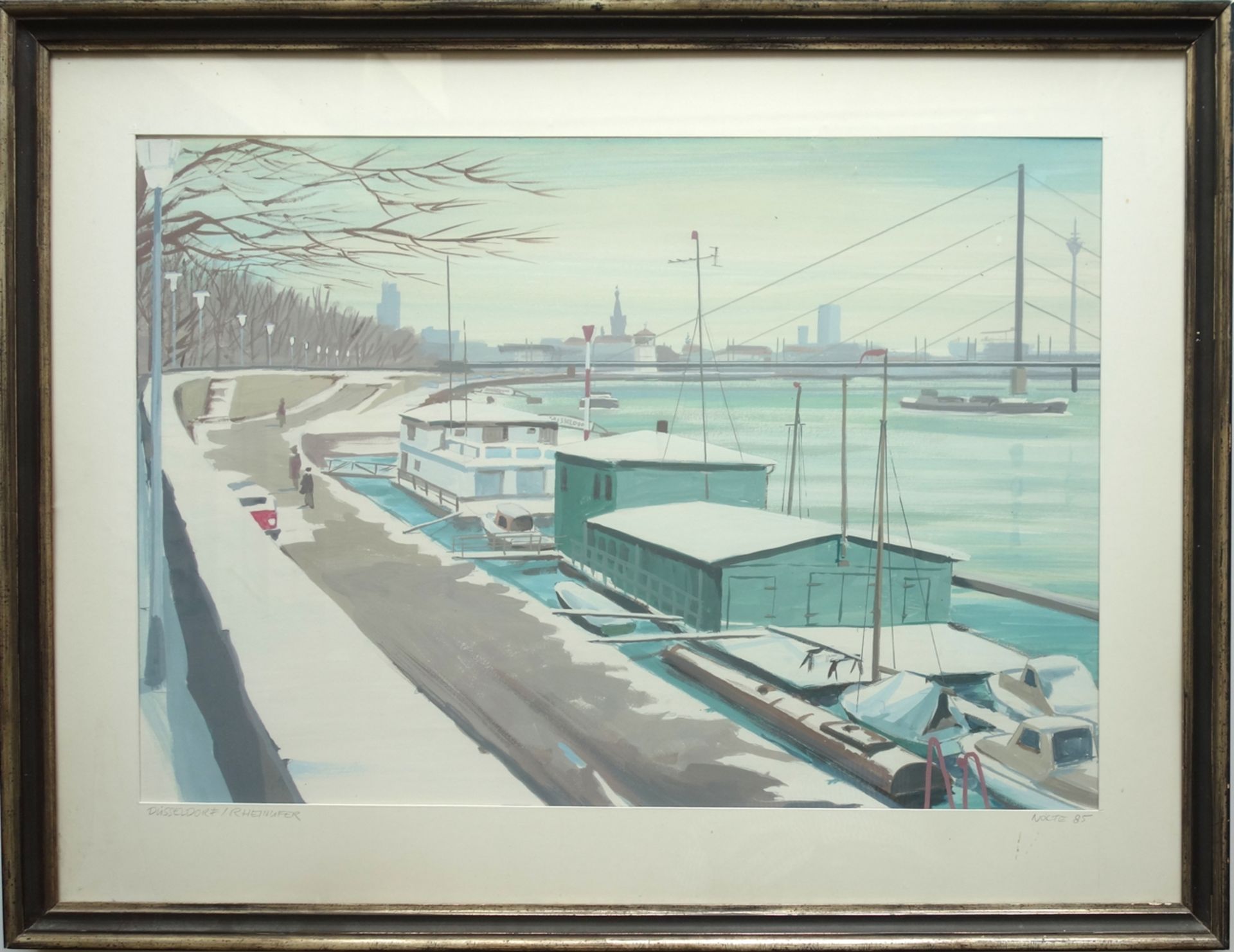 Ferdinand Nolte (1929, Braunschweig-1993, Neuss/Düsseldorf), "Düsseldorf/Rheinufer", 1985, Acryl/ - Bild 2 aus 3