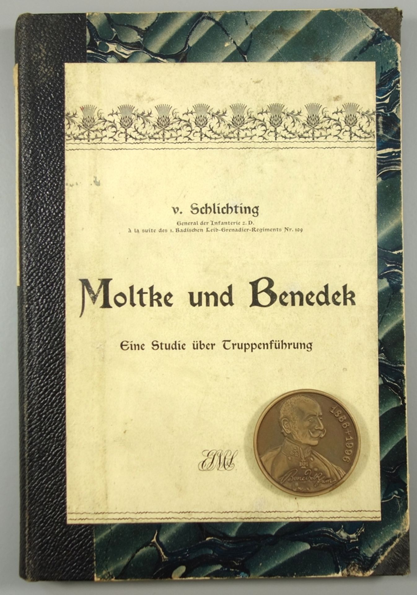 Moltke und Benedek, dazu Gedenkmedaille"130 Jahre Schlacht bei Königgrätz", "Eine Studie über