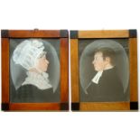 Paar Biedermeier-Porträts, "Pastor Engwik und Julie Ritter", um 1800, Pastellkreide/Papier, im