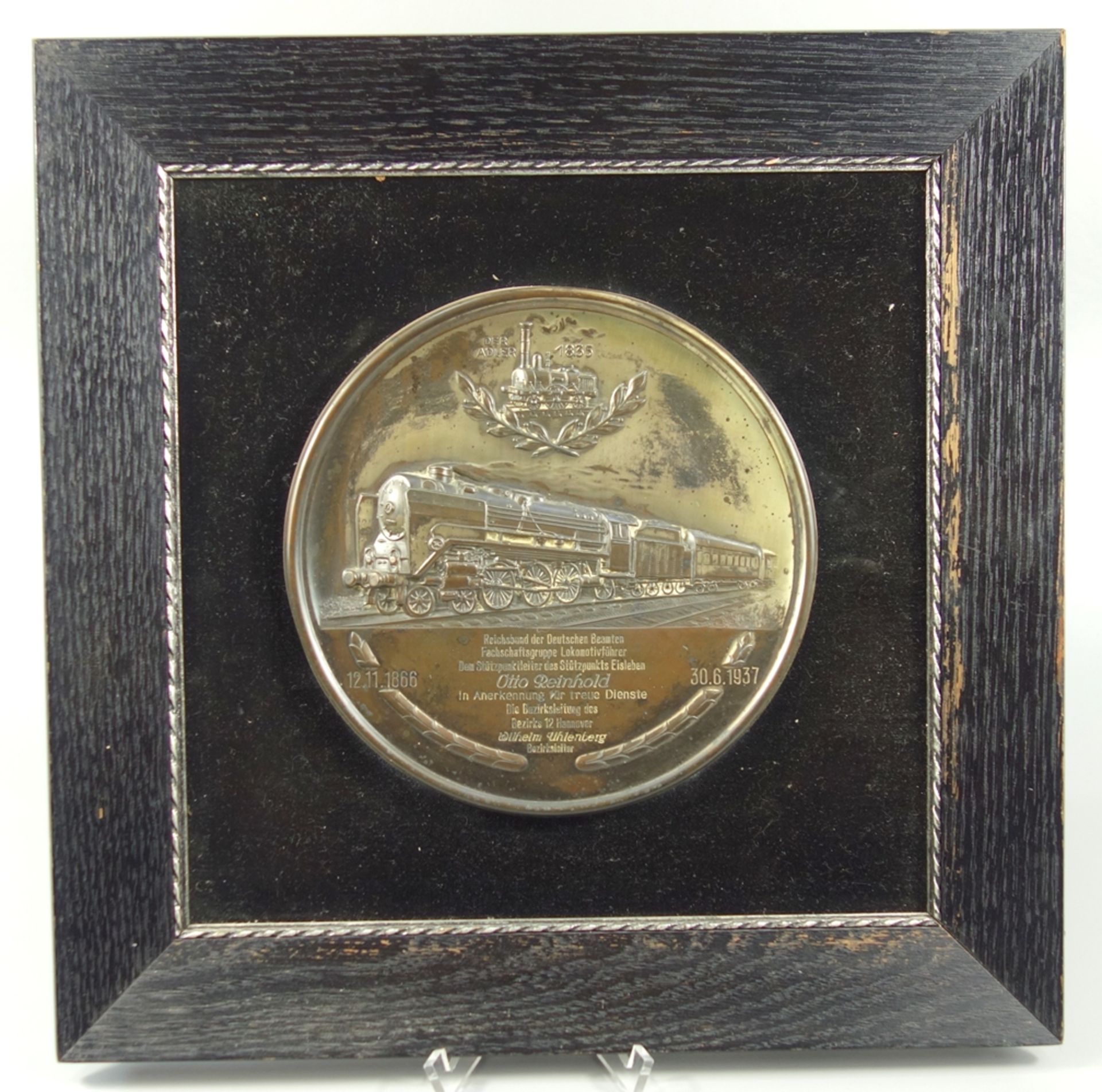 Reliefplatte zur Anerkennung treuer Dienste, überreicht vom Reichbund der Deutschen Beamten, - Bild 2 aus 2