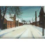 Ferdinand Nolte (1929, Braunschweig-1993, Neuss/Düsseldorf), "Dorfstraße im Winter", 1987, Acryl/