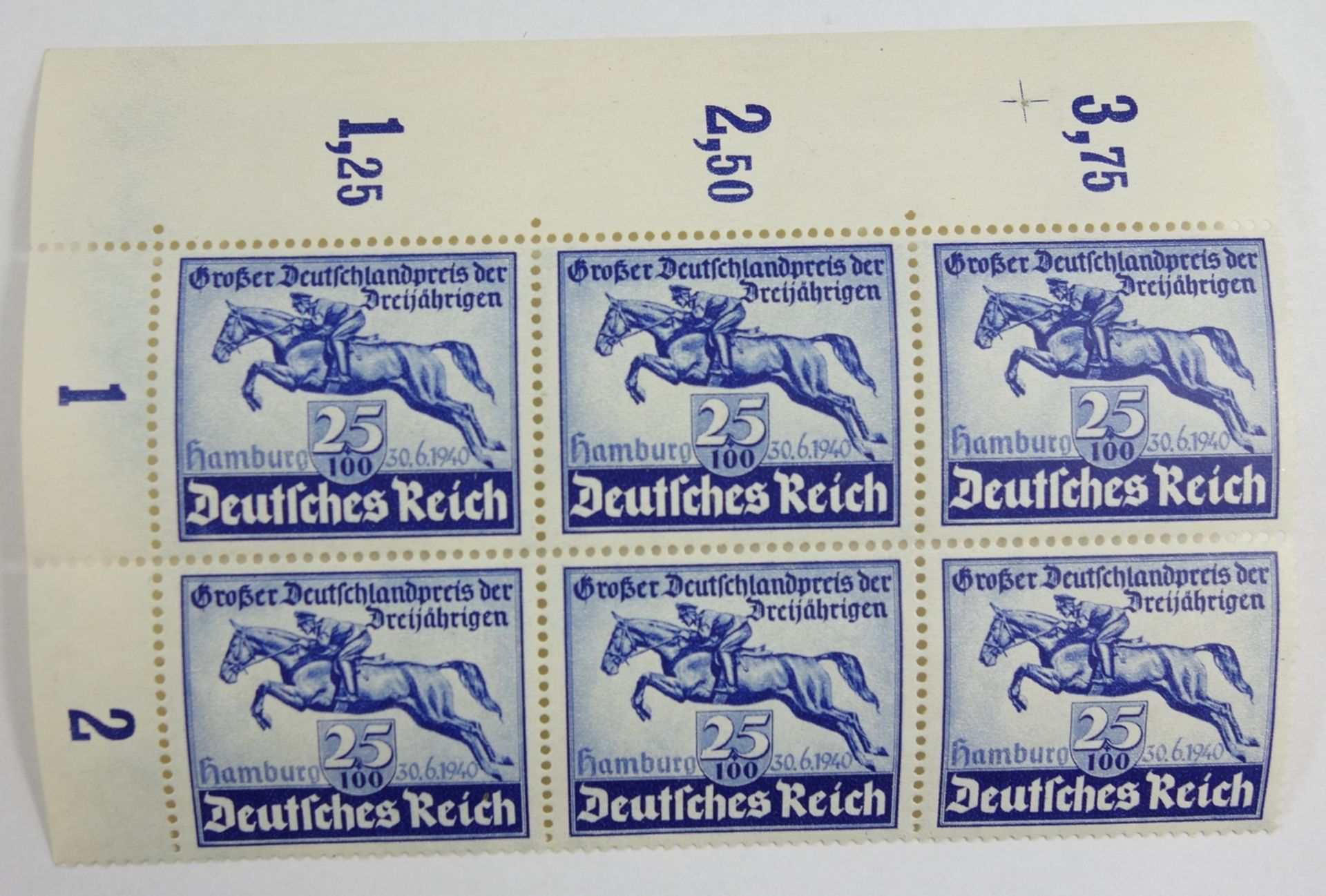 Bogenausschnitt, Deutsches Reich, Mi.-Nr.746, Kat.-Wert 160 €, Deutschlandpreis, 25+100 Pf., 6