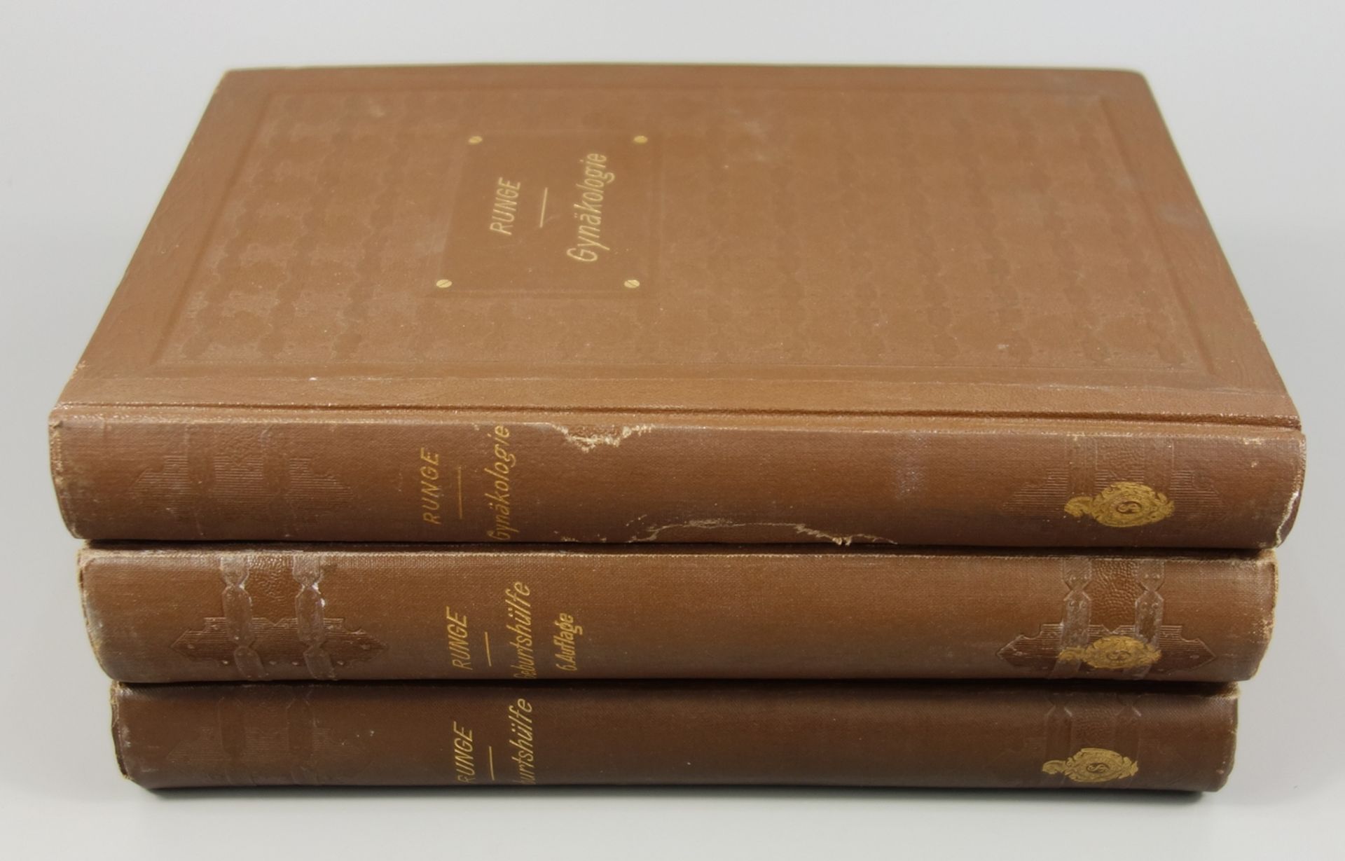 3 Bücher über Geburtshilfe und Gynäkologie, Dr.Max Runge, um 1900, Verlag von Julius Springer, mit