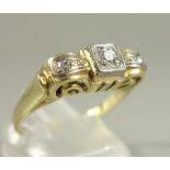 Ring mit Altschliff-Dia.-Brillanten, 585er Gold, Gew.3,38g, 3 Altschliff-Dia.-Brill., total ca.0,