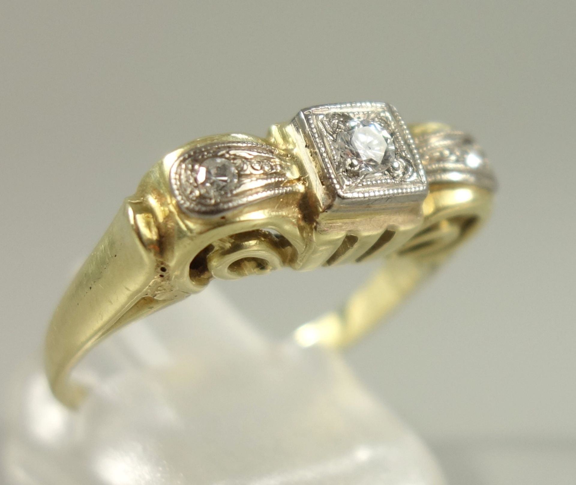 Ring mit Altschliff-Dia.-Brillanten, 585er Gold, Gew.3,38g, 3 Altschliff-Dia.-Brill., total ca.0,