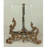 Standbilderrahmen, Spritzguss/bronziert, um 1890, Rollwerkstand, facettierte Glasscheibe, Gesamt-